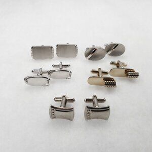Vintage Cufflinks Silver Gold Tone Basic Simple Hickok Unbranded Lot Of 5 Pair